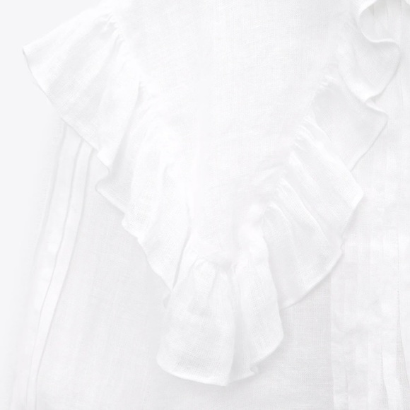 Zara linen blouse with Peter Pan collar nwt - Picture 7 of 8